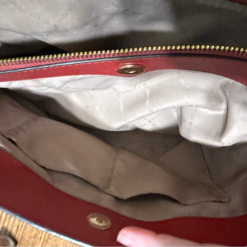 Michael Kors Sutton red leather handbag with gold zipper